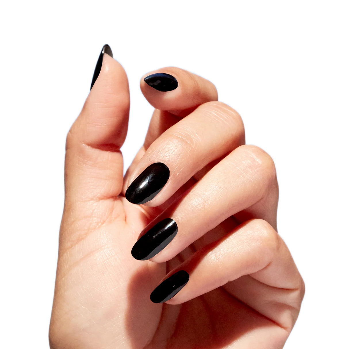 OPI Nature Strong Polish Onyx Skies Pitch Black Colour On Finger Nails