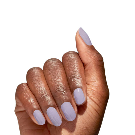 OPI Nature Strong Polish Right As Rain Grey-lish With A Tint Of Pale Lilac Colour On Finger Nails