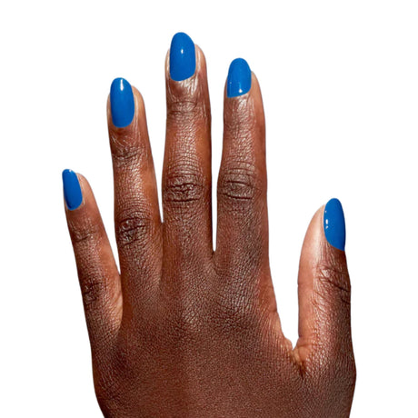 OPI Nature Strong Polish Shore Is Something Royal Blue Colour On Finger Nails