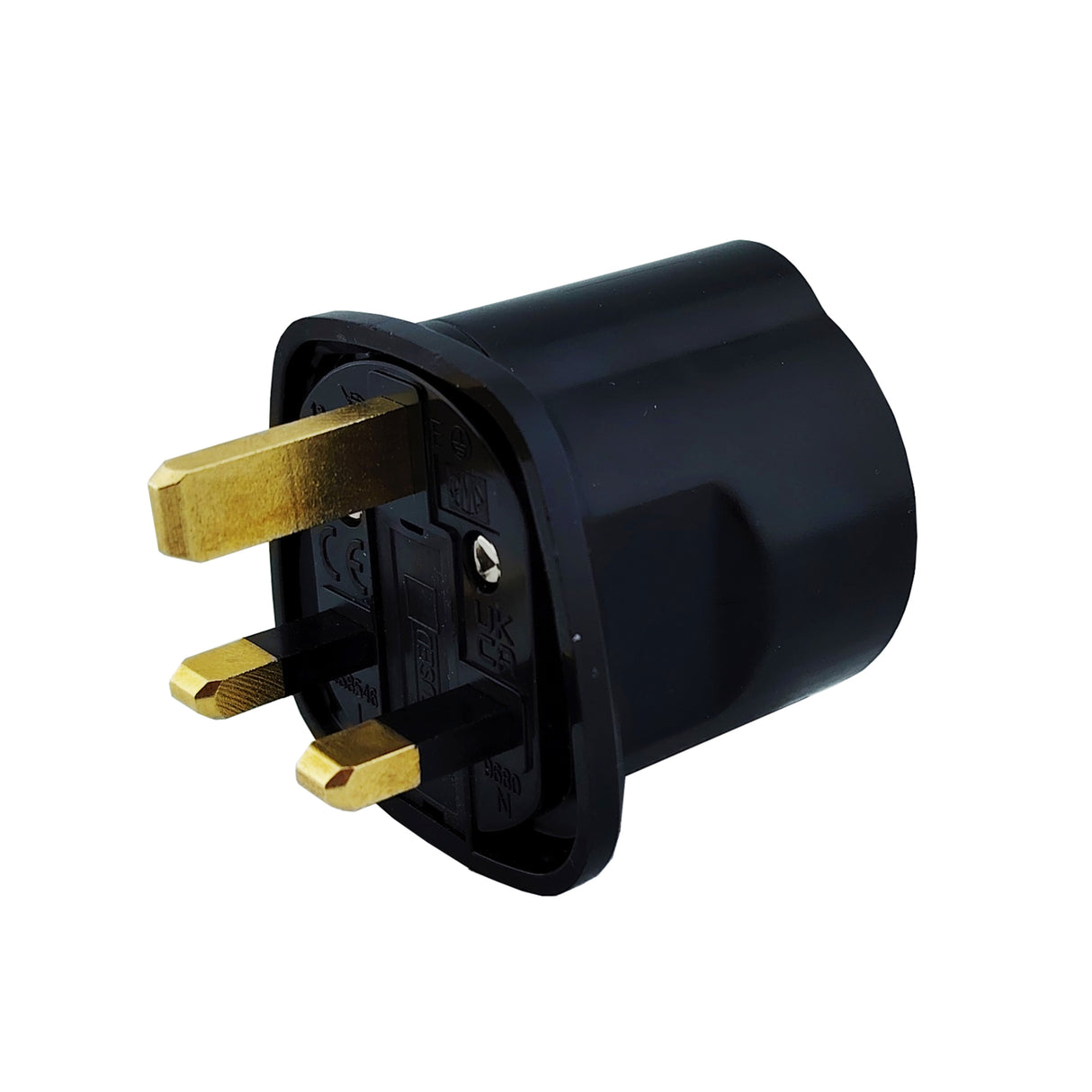 Schuko Euro Plug Socket To 13A 3 PIN UK Plug Adaptor Black Side View