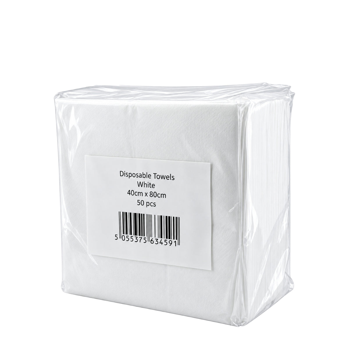 White Disposable Salon Towels 40x80cm - Biodegradable Viscose Towels Pack of 50 - Front View