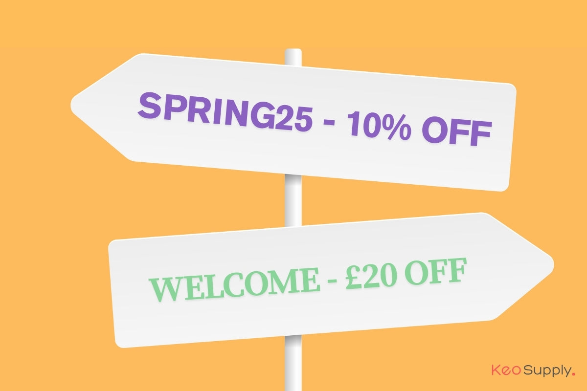 Keo supply blog post about which discount code saves you more, 10% or £20 off 