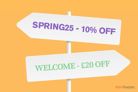 Keo supply blog post about which discount code saves you more, 10% or £20 off 