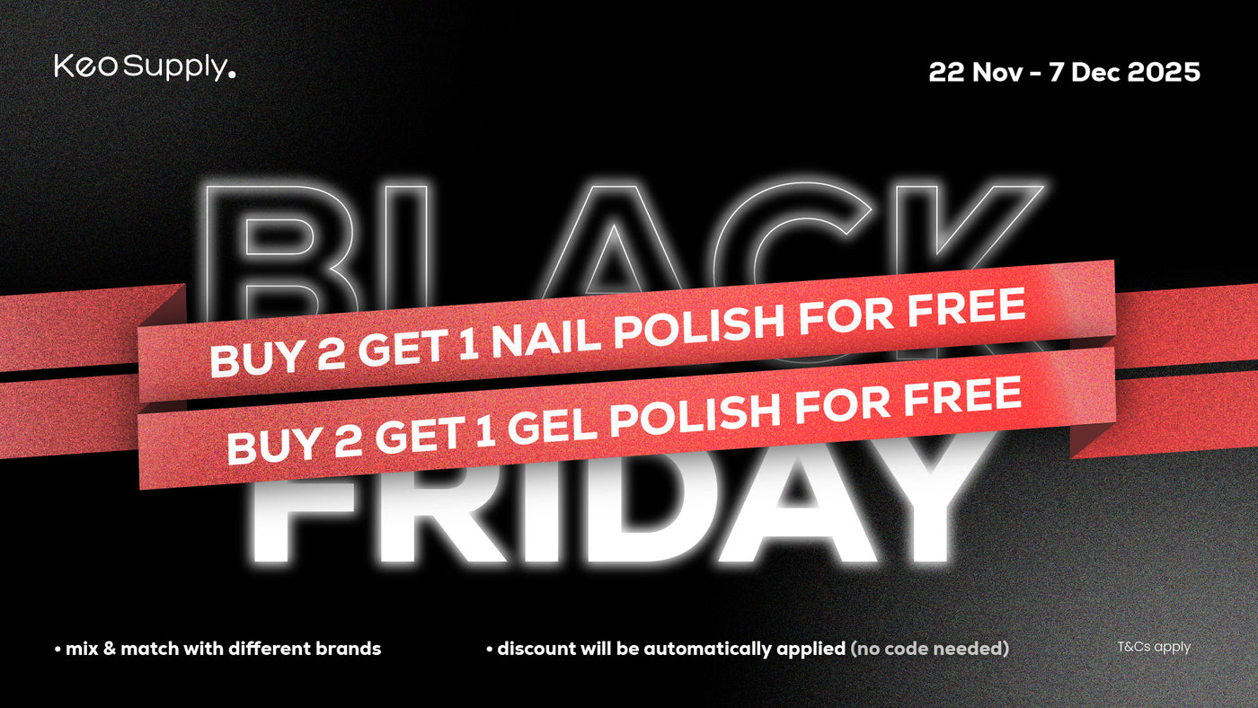 2025 Black Friday Event at Keo Supply Buy 2 get 1 on Gels and Polishes for 2 weeks Home Page Banner