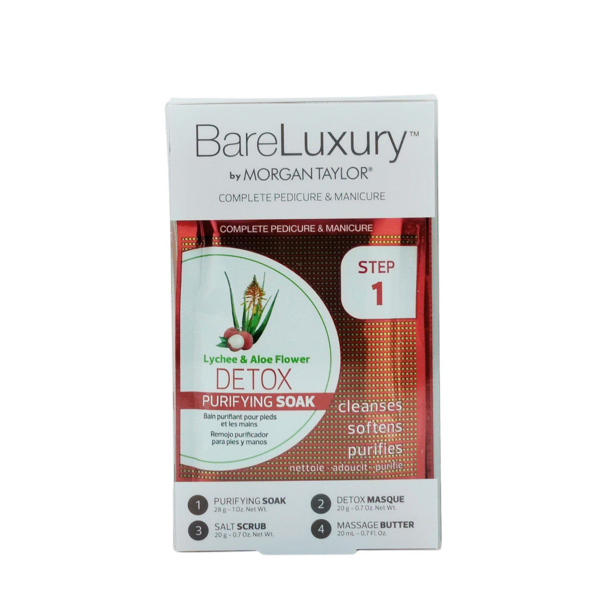 BareLuxury 4 Step Pedicure Pack - Lychee and Aloe Vera Box