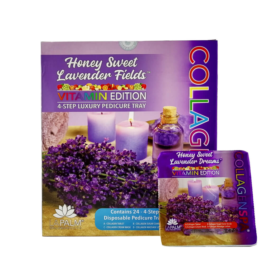 CollagenSpa 4 Step Pedicure Tray - Honey Sweet Lavender Dreams Box of 24pcs