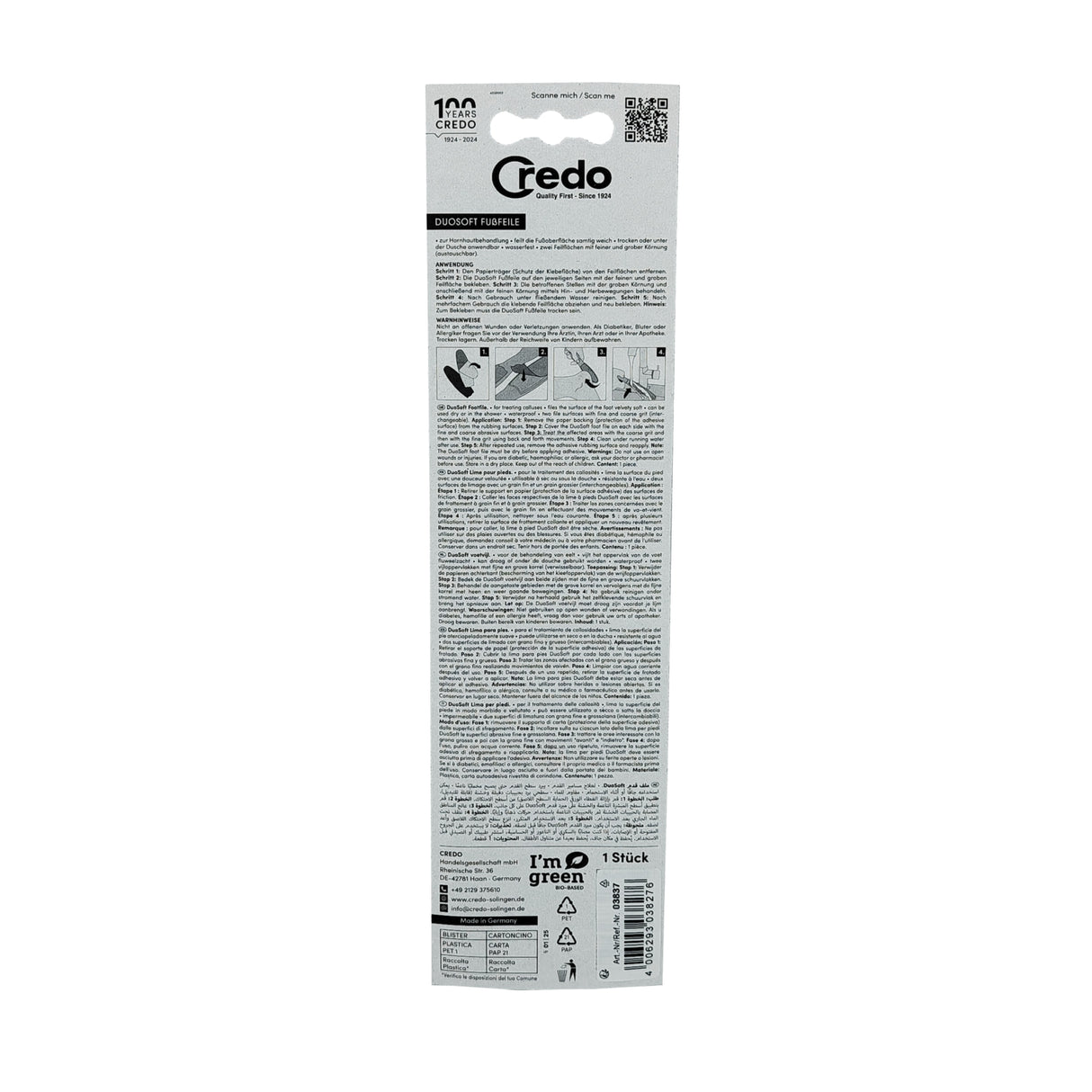 Credo Diabetic Tool DuoSoft Foot File Box Back View