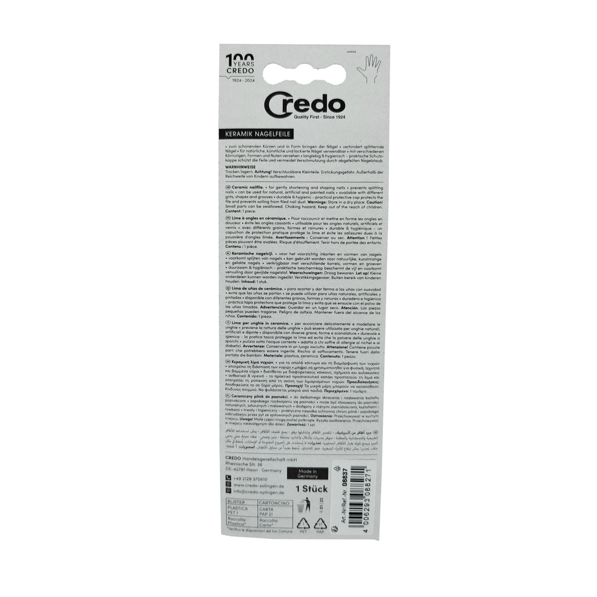 Credo Diabetic Tool DuoSoft Foot File Ceramic Box Back View