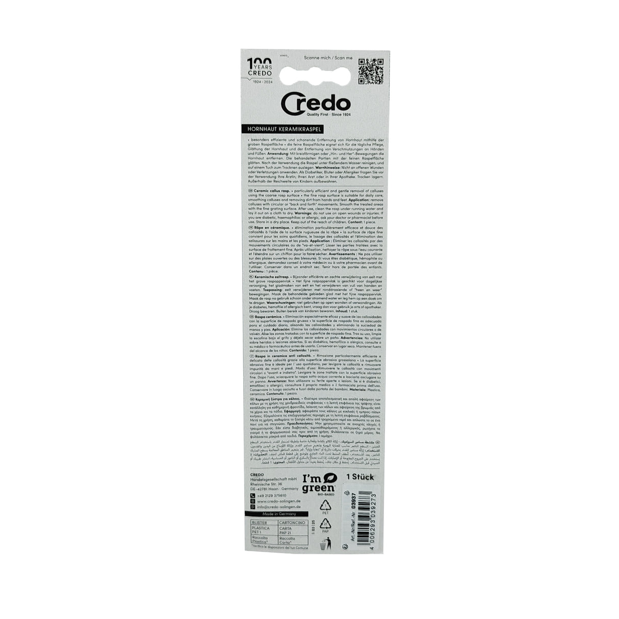 Credo Diabetic Tool Duo Ceramic Rasp Box Back View