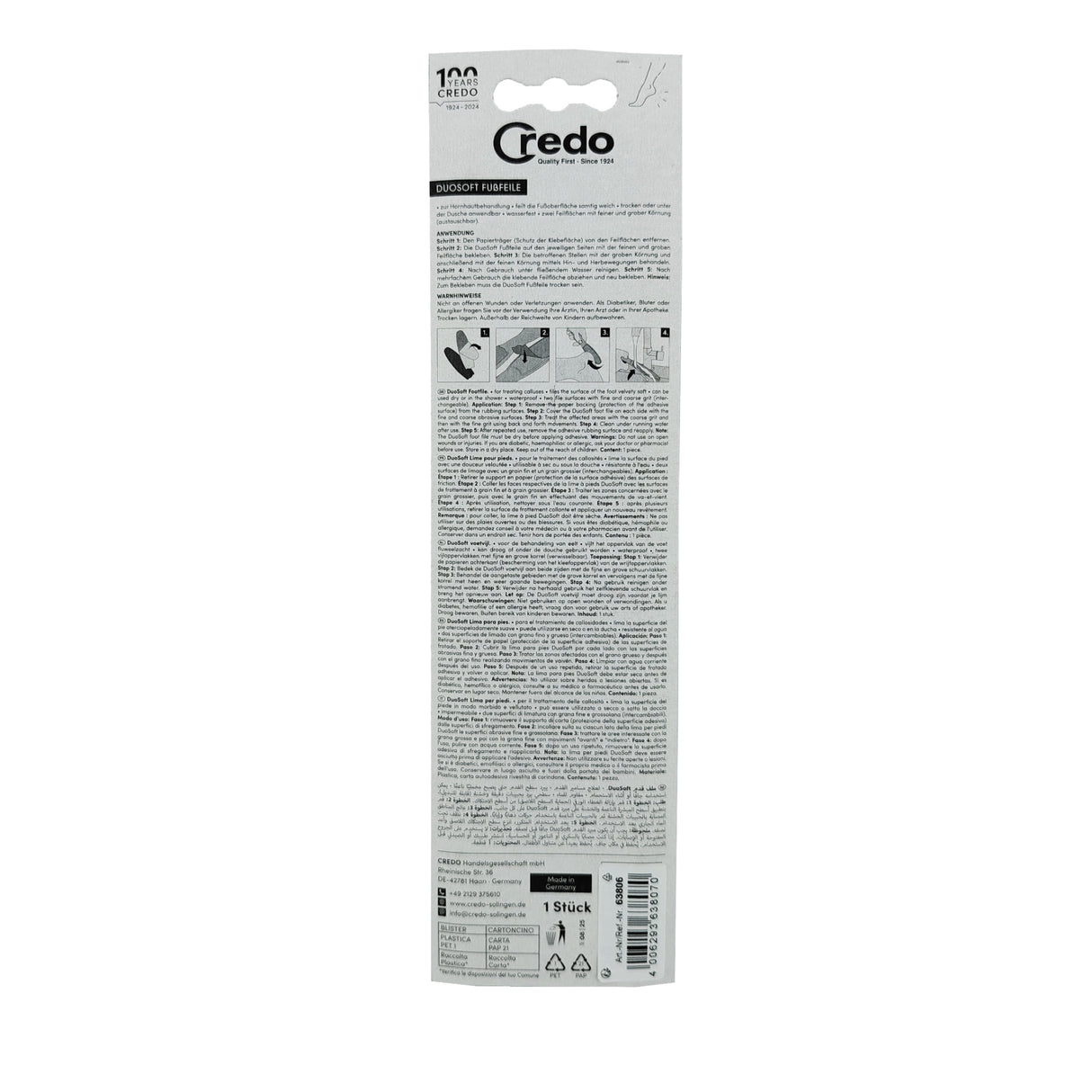 Credo DuoSoft Foot File Black Handle Box Back View
