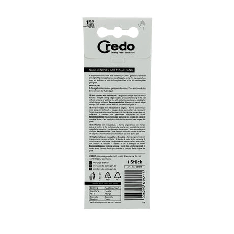 Credo Straight Nail Clippers With Nail Catcher Compartment Box Back