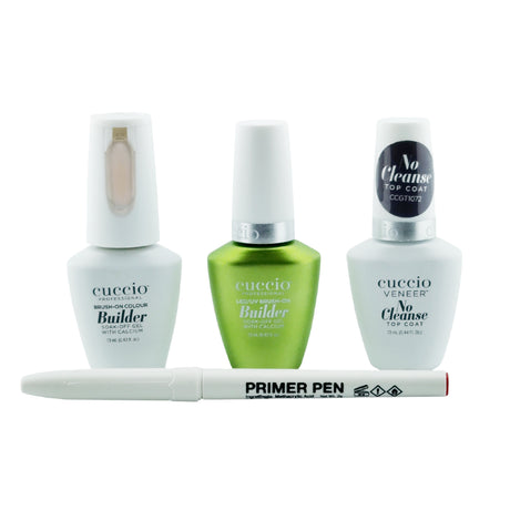 Cuccio Brush-on Builder Gel Pro Starter Kit Content Bottle and Primer Pen View