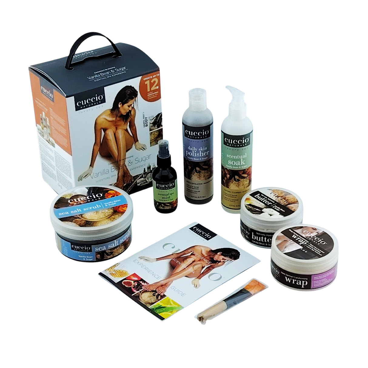 Cuccio Vanilla Bean & Sugar Scentual Spa Experience Kit Content View