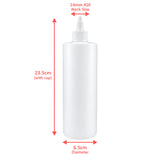 Empty Plastic Natural HDPE Bottle 500ml - Blank Dimensions