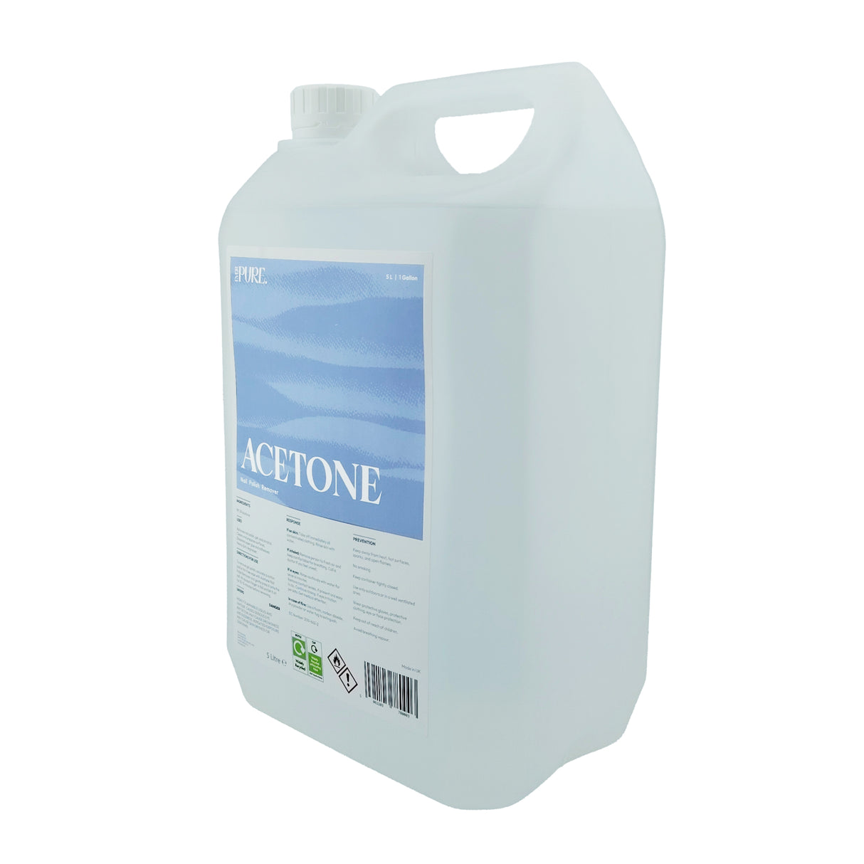 Ever Pure Acetone 5 Litre Gallon Size Bottle Side View