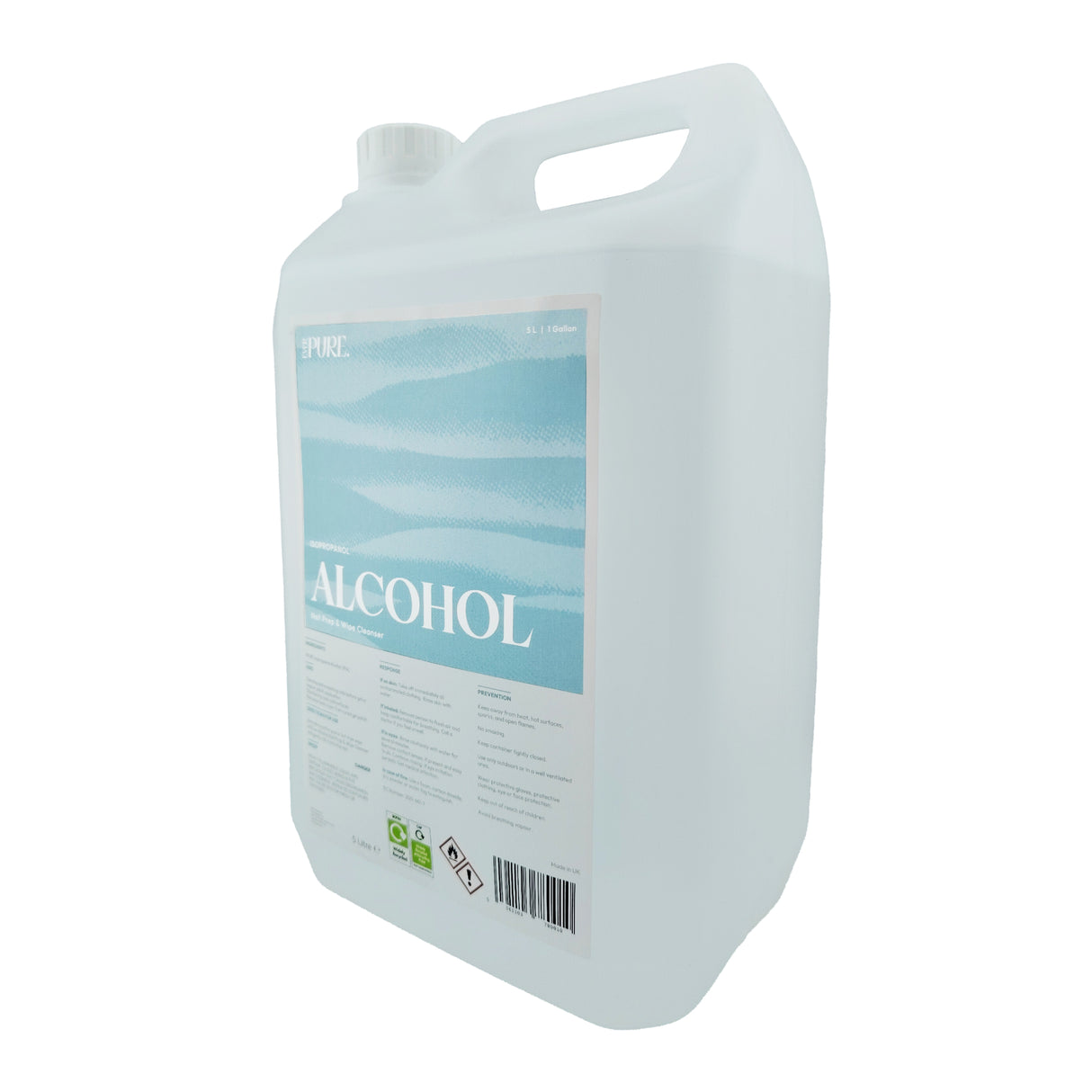 Ever Pure Isopropanol Alcohol 5 Litre Gallon Size Bottle Side View