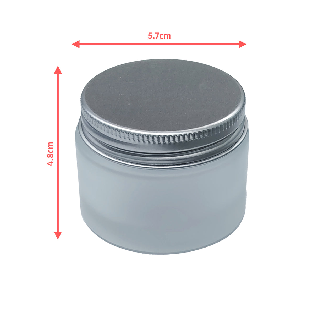 Frosted Liquid Dappen Dish Jar 50ml - Closed Silver Aluminium Screw Lid With Measurements