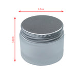 Frosted Liquid Dappen Dish Jar 50ml - Closed Silver Aluminium Screw Lid With Measurements