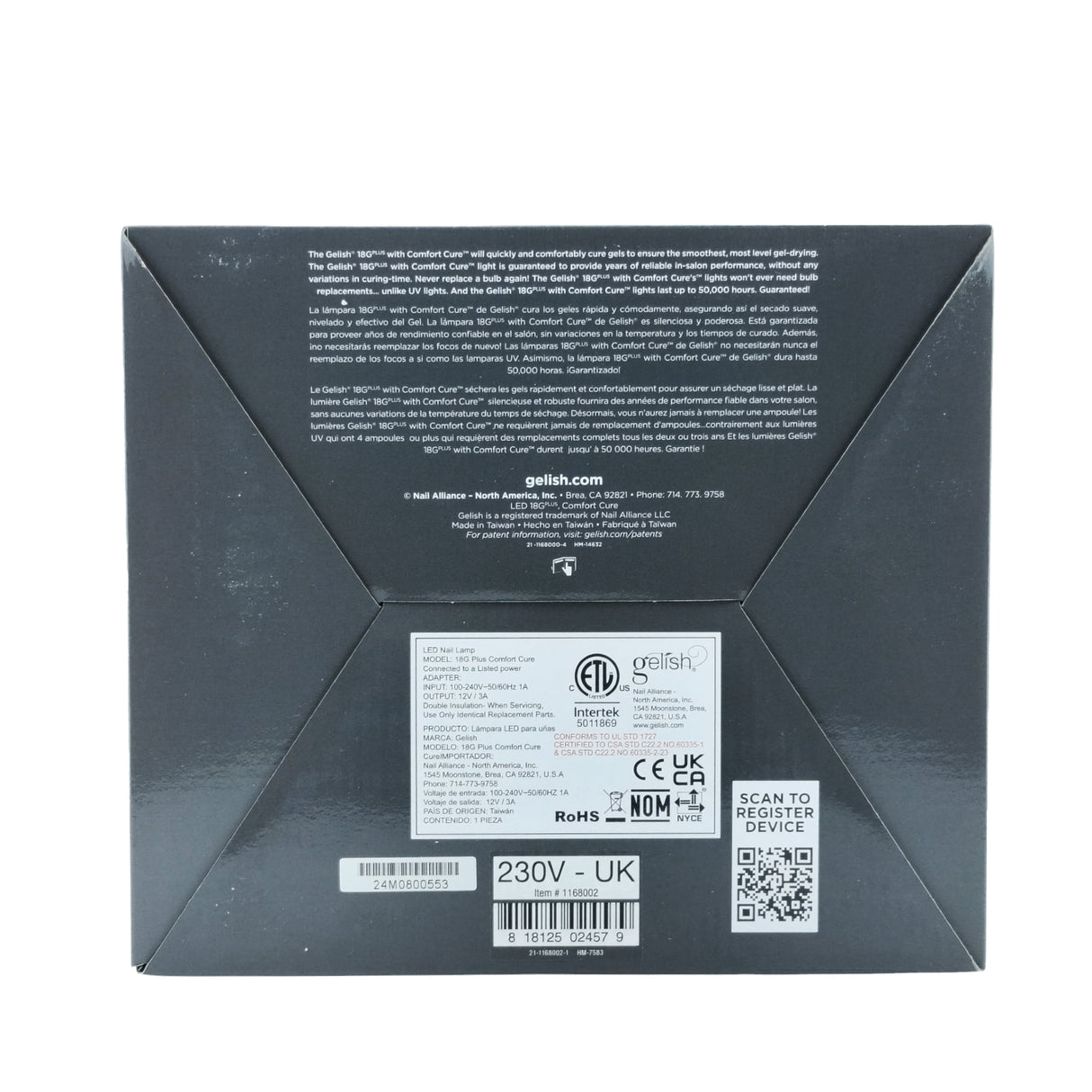 Gelish 18G Plus LED Lamp With Comfort Cure - Back Box Underneath View