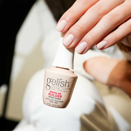 Gelish Brush On Builder Gel- Beige Nude 15ml 0.5oz Bottle In Hand