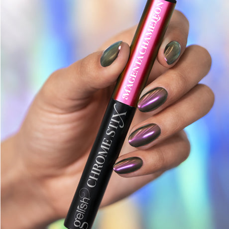 Gelish Chrome Stix - Magenta Chameleon Colour With Finger Nails