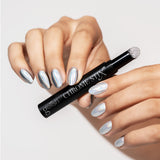 Gelish Chrome Stix - Silver Holographic Box Colour With Finger Nails