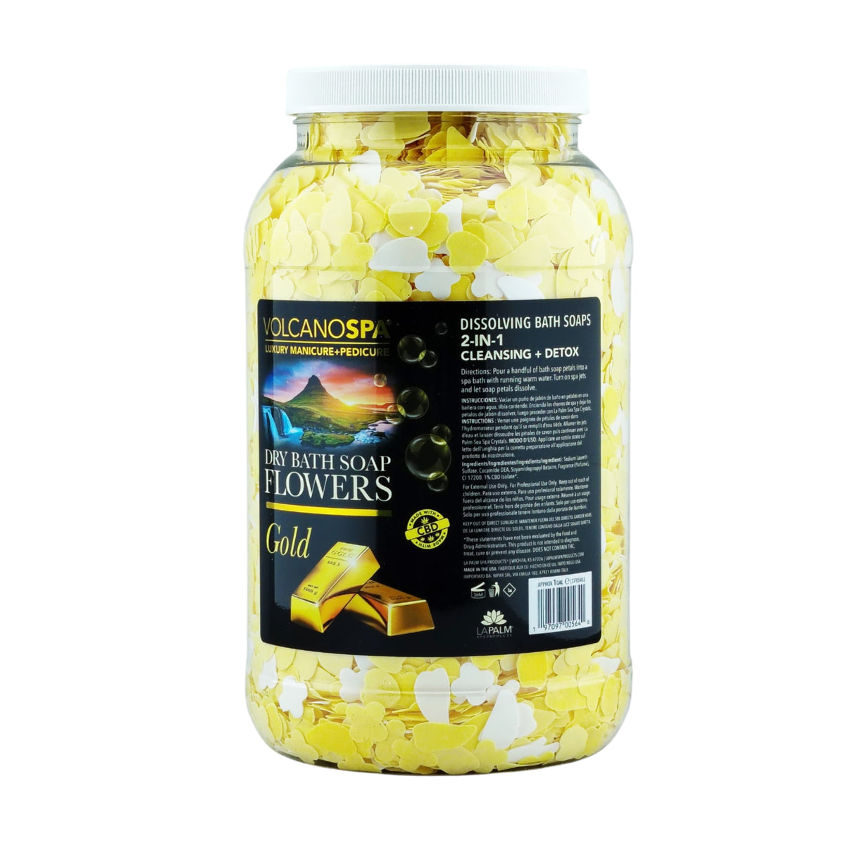 La Palm VolcanoSpa Dry Bath Soap Flowers (gallon) Bottle - Gold