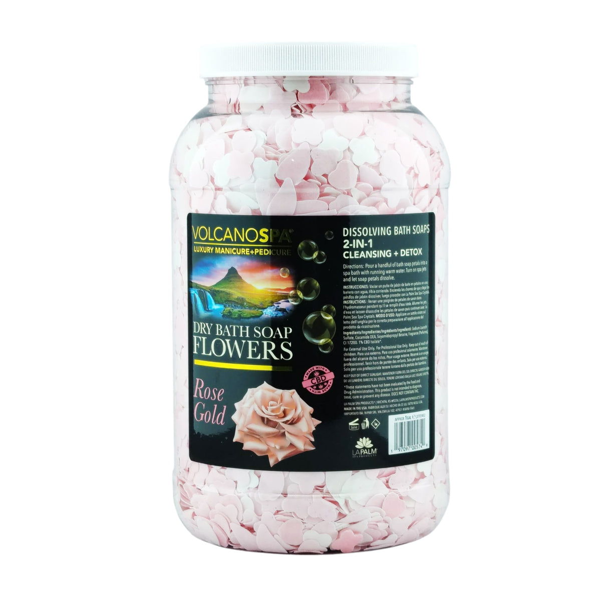 La Palm VolcanoSpa Dry Bath Soap Flowers (gallon) Bottle - Rose Gold