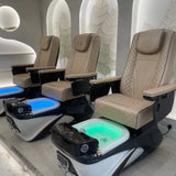 Lexor PSD700 Salon Pedicure Spa Chairs installed in a new salon premises, featuring three spa chair units supplied and fitted by Keo Supply.