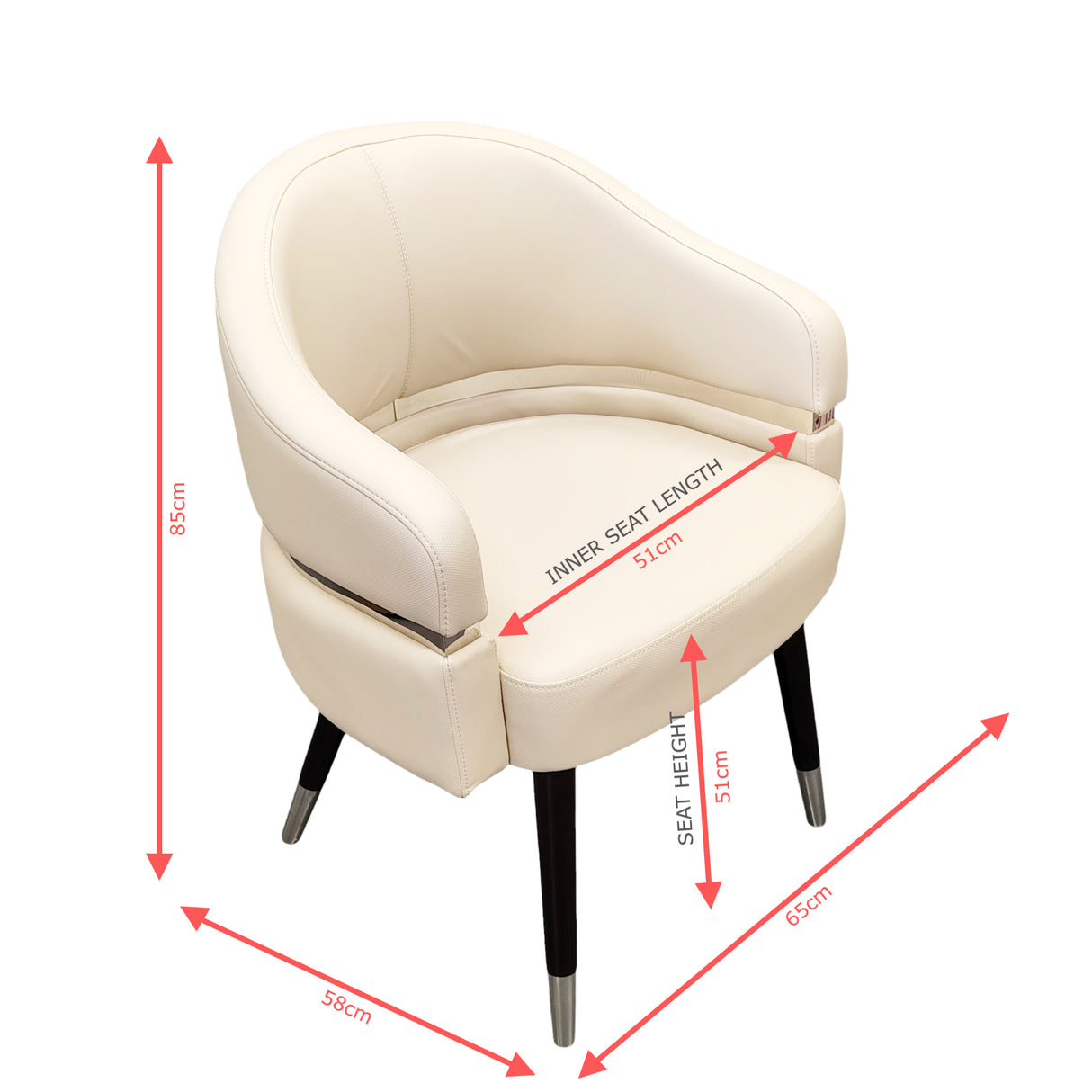 Lexor Stationary Customer Chair 2.6 Full Dimensions