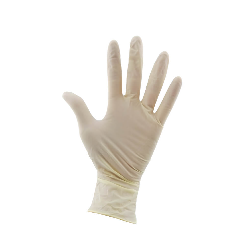 Luxe Disposable Latex Powder-Free Gloves Front of Hand Model View