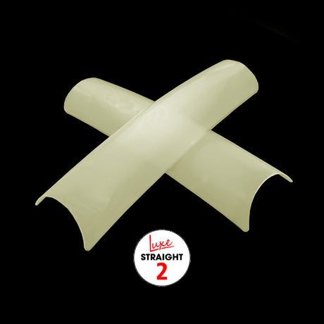 Luxe Natural Straight Acrylic False Nail Tips Size 2