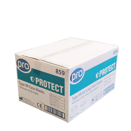 Medical Grade Type IIR 3 Ply Surgical Face Mask Box of 40 Packs Front View
