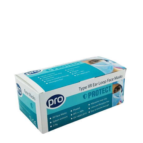 Medical Grade Type IIR 3 Ply Surgical Face Mask Front Pack Closed View