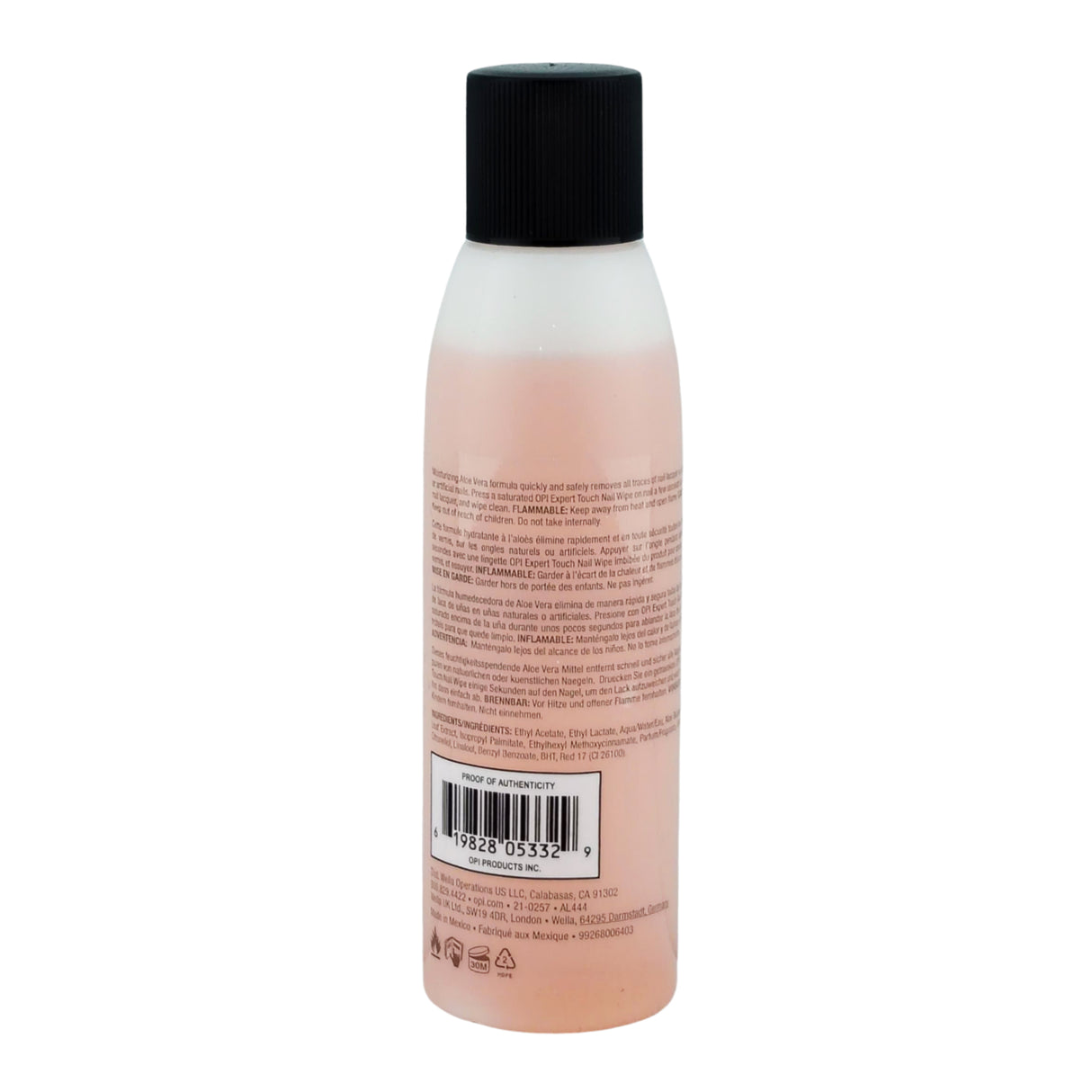 OPI Acetone-Free Polish Remover 110ml Bottle Back View