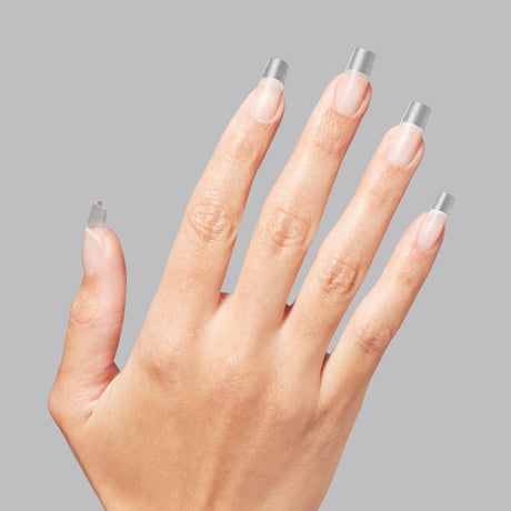OPI GELevate Soft Gel Tips - Medium Square Clear Tip Demo On Finger Nail View