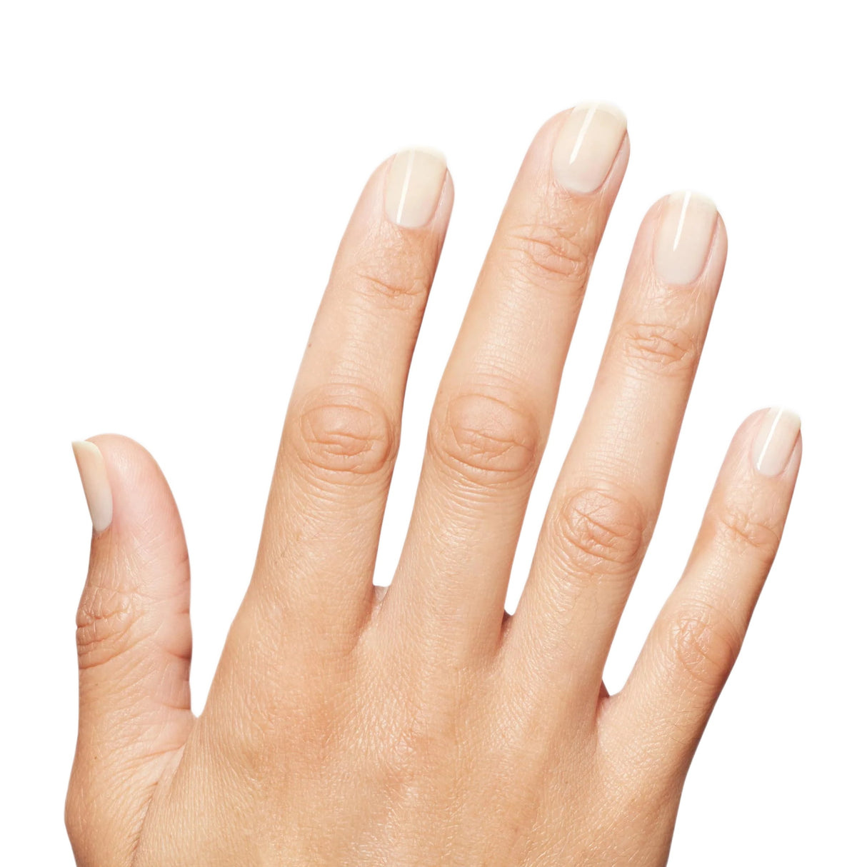 OPI Nature Strong Polish Cauliflower Power A Pale Cream Milk Colour On Finger Nails 