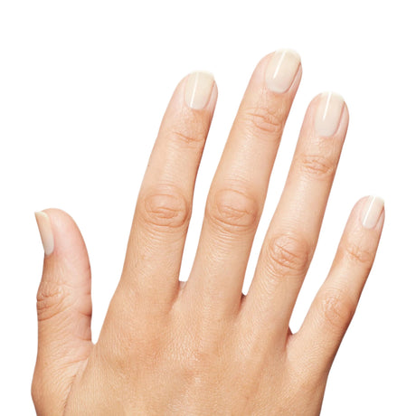 OPI Nature Strong Polish Cauliflower Power A Pale Cream Milk Colour On Finger Nails 