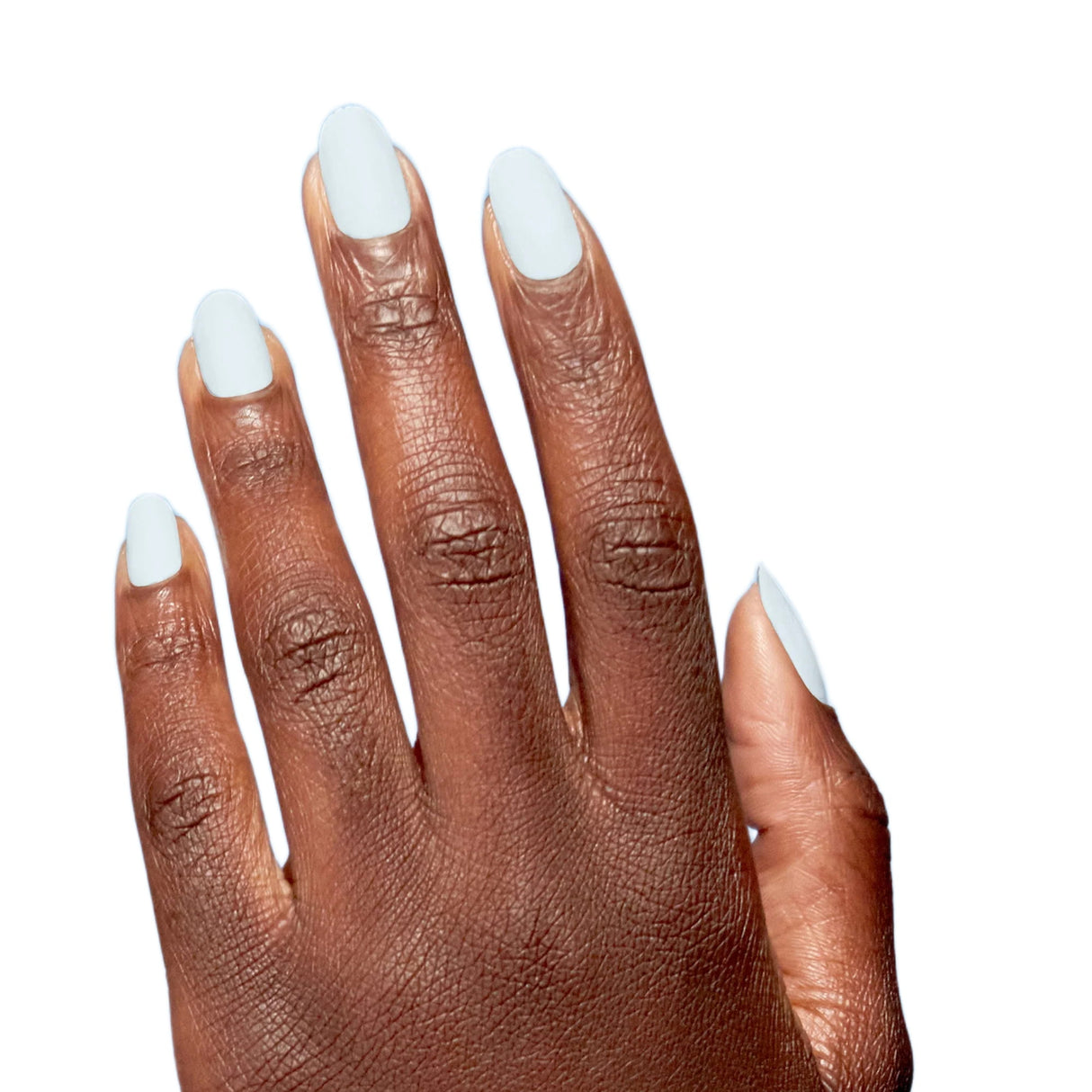 OPI Nature Strong Polish Raindrop Expectations A Pale Off White With A Tint Of Grey Colour On Finger Nails