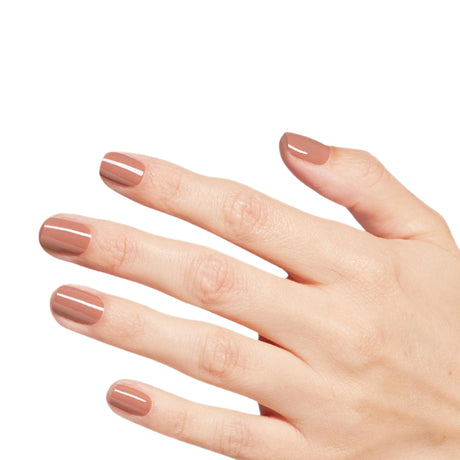 OPI Nature Strong Polish Rooting For Hue Light Latte Chocolate Colour On Finger Nails