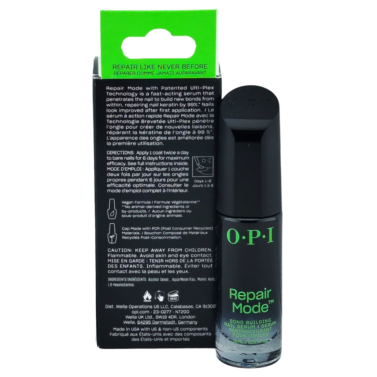 OPI Repair Mode Nail Serum 9ml 0.3oz Bottle Back View With Packaging Box
