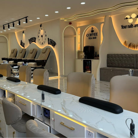 Salon Installation by Keo Supply for the Keo Solar Gold Double Manicure Nail Table 2 table units