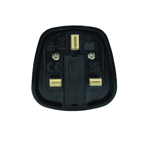 Schuko Euro Plug Socket To 13A 3 PIN UK Plug Adaptor Black 3 PIN Front View